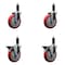 Service Caster 5'' Red Poly Wheel Swivel 1-1/8'' Expanding Stem Caster Set 2 Brakes, 4PK SCC-EX20S514-PPUB-RED-2-PLB-2-118 - alternate 1